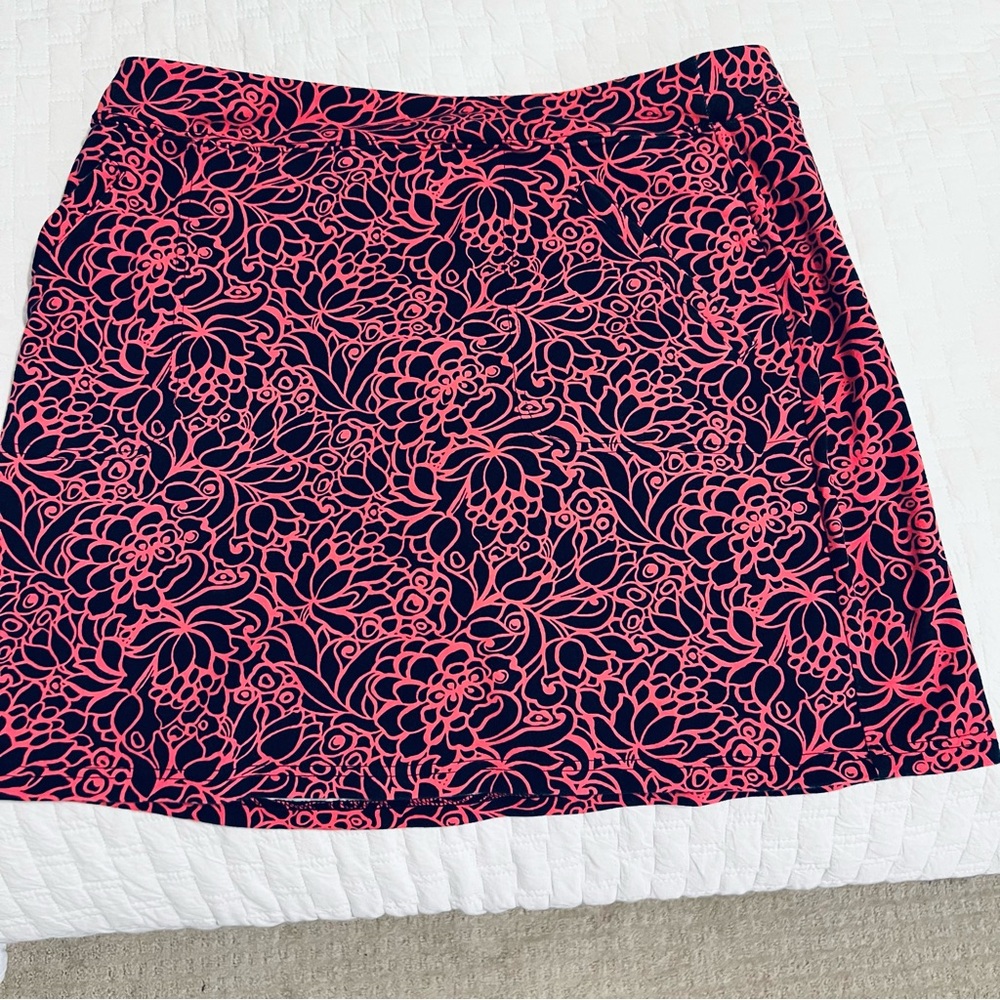 Talbots Pink and Black Floral Pickleball Skort